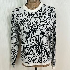 Tahari Black and White Floral Sweater
